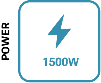 Icono en azul de los 1500W de potencia de la máquina café Serie Alin