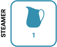 Icono en azul del vaporizador de la máquina café Serie Alin